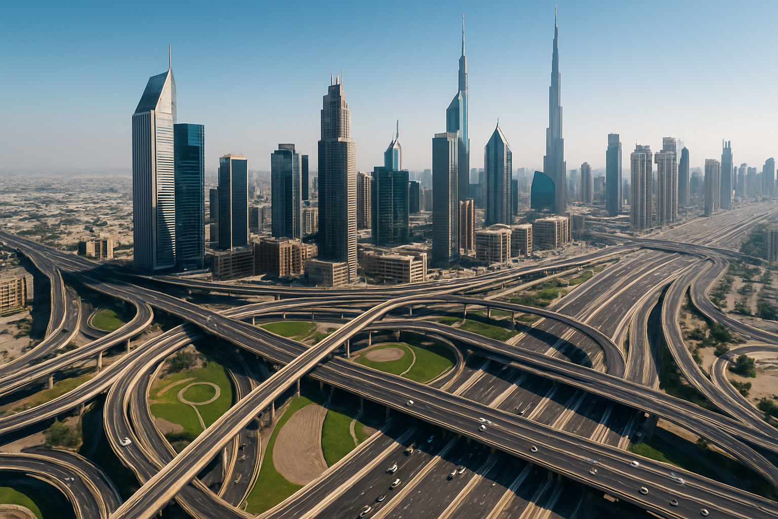 Aerial view of Dubai’s toll road network