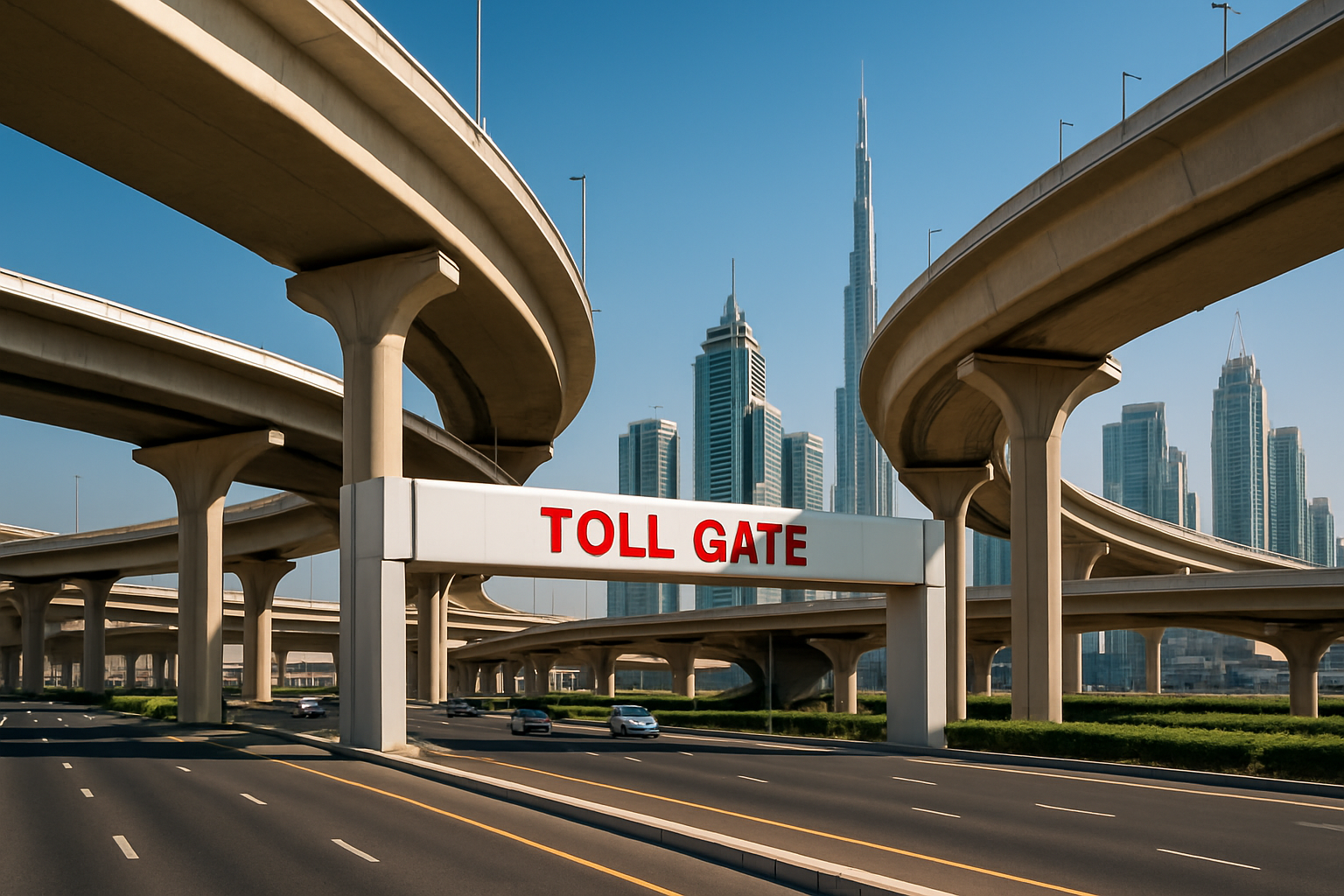 Modern toll road infrastructure in Dubai